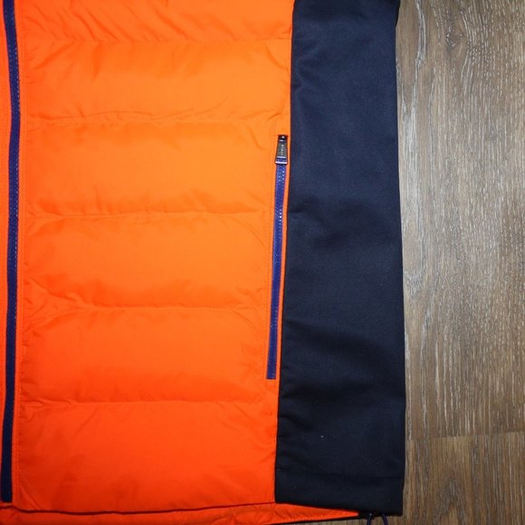 NWT POLO RALPH LAUREN MEN'S NEON PACKABLE DOWN VEST ORANGE NAVY BLUE $240‎ - Picture 5 of 10